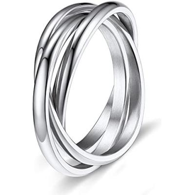 China FASHIONABLE 925 Sterling Silver Ring Triple Interlocked Rolling High Polish Ring Size 4-12 for sale