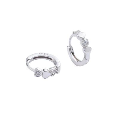 China FASHIONABLE Zircon Sleeper Heart Love Double Circle Small Hoop Earrings For Women Girls Teen Cute Tiny Cartilage CZ Huggie Circles for sale