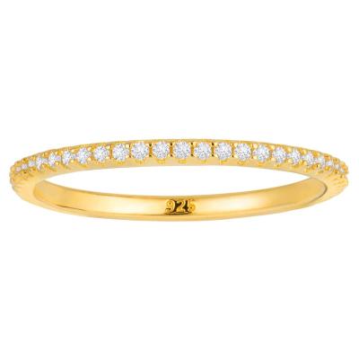 China TRENDY 18K Gold Plated Sterling Silver Full Eternity Band | Zircon Paved Wedding Band | The Thin CZ Stacking Ring for sale