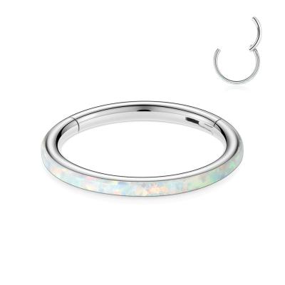 China 20G 18G 16G 14G CZ Opal Cartilage Conch Earring Hoop 316L FASHIONABLE Surgical Steel Jew Helix Daith Conch Helix Piercing Septum Nose Rings for sale