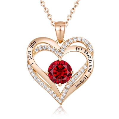 China FASHIONABLE Love Heart Forever Pendant Necklaces for Women 925 Sterling Silver with Birthstone Zirconia for sale