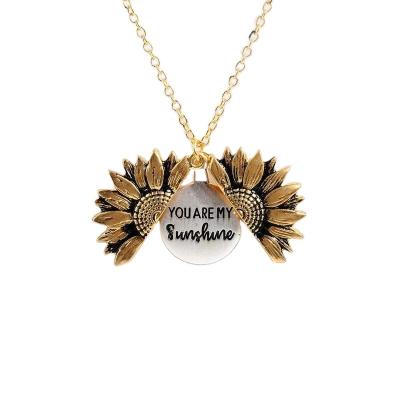 China 2021 Hot CLASSICS You Are My Sunflower Necklace With Gold And Silver Color Christmas Gift For Your Mom Friend Customized for sale