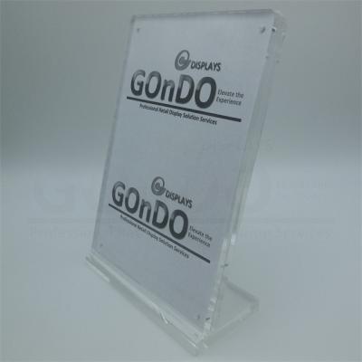 China Good Quality Acrylic Magnet Sign Holder for Tabletop, Magnetic Closure, Curved - Clear for sale