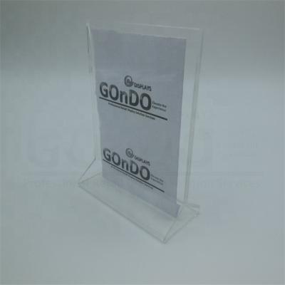 China Good Quality T-Style 4X6 Acrylic Display Sign Stand Holder for Tabletops W/UV Printing - Clear for sale