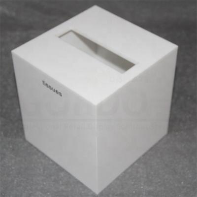 China Good Quality Hotel Rooms Custom Color Square Lucite Acrylic Dispenser Clean Facial living room desktop square white acrylic tissue box for sale