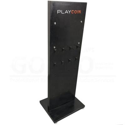 China Good Quality Play Coin Double Sided Mobile Grid Display Stand metal hook display stands metal display stand with hangers for sale