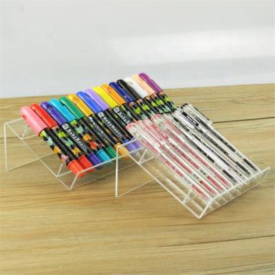 China Good Quality Acrylic Brush Pen Eyebrow Display Holder Countertop Marker Display Stand Transparent Clear Acrylic Pen Holder Display for sale