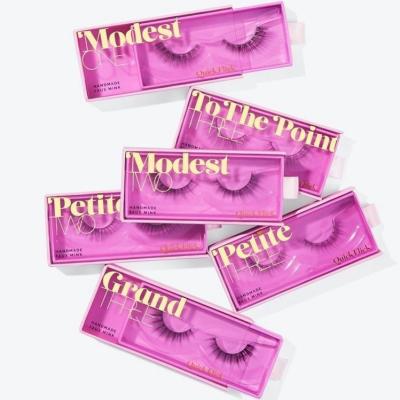 China Natural soft eyelash hand made silk 3d lashes with custom private label logo package box, 5d faux mink tapered fluffy eyelash for sale