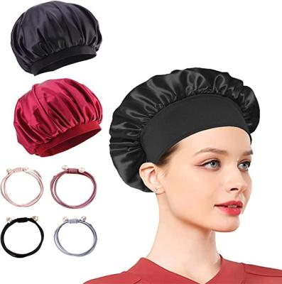 China Double Layer Casual Custom Baby And Adult Designer Satin Hair Bonnet Hoods With Logo OEM Customized Style Pcs for sale