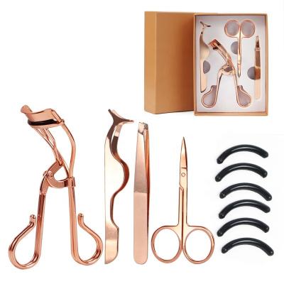 China Professional Private Label Disposable Women Eyelash Tool Kit Stainless Steel Gold Eyelash Curler for sale