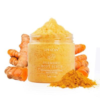 China Organic Exfoliator Private Label Face Exfoliating Peel Natural Body Lighting Turmeric Sugar Scrubs for sale