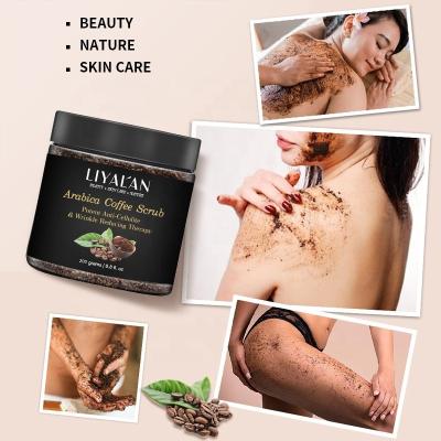 China Exfoliator Best Selling Private Label Natural Organic Face Peel Whitening Exfoliating Coffee Body Scrubs for sale