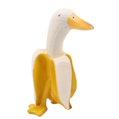 China Art-Banana Duck Garden Ornament Fruit Animal Figure Resin Crafts Statue Creative Cartoon Toy Drop Shipping Read To ship for sale