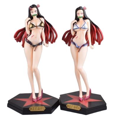 China Cartoon Toy Customized Wholesale Pvc Japan Anime Swimsuit Kamado Nezuko Posture Demon Slayer Black Blue Standing Action Number for sale