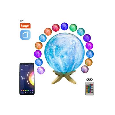 China Modern 3D 16 Million Colors Tuya APP Control Smart Moon Star Projector Light Moon Lamp For Bedroom Office for sale