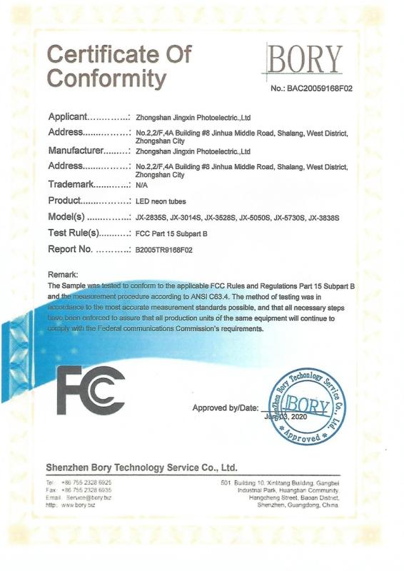 FCC - Zhongshan Jingxin Photoelectric Co., Ltd.