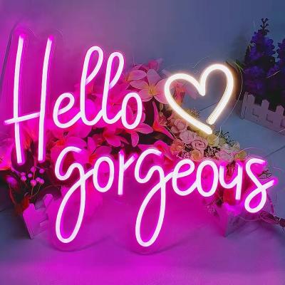 China Decoration DIVATLA Drop Shipping Flexible Wall 12V Acrylic Led Neon Letter Light Hello Letter Light Sign Pink Wholesale Neon Gorgeous Neon Sign for sale