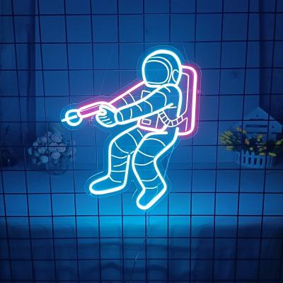 China Cool led hotel baby blue neon sign astronaut home decoration space man gift for kids. for sale