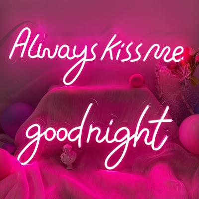 China Hotel Manufacturer Drop Shipping Fast Delivery Decorations Always Kiss Me Acrylic Neon Sign New Good Night Lights for sale