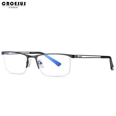 China 2022 New Anti Blue Ray Computer Optical Frame Glass Half With Metal Frame Business Optical Frames Classic for sale