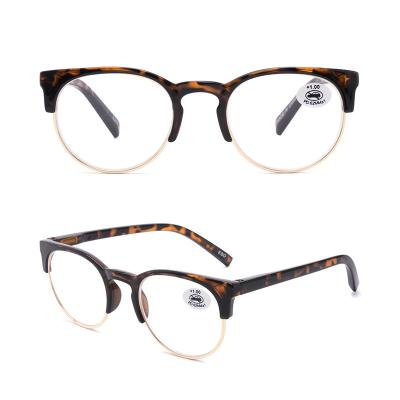 China Retro Slim Classic Plastic Half Frame Spectacle Glasses Reading Glasses for sale