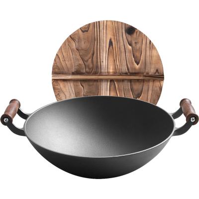 China Viable Non Stick Pre-Seasoned Iron Cast Iron Cooking Product Carbon Steel Wok Pan Wholesale Manufacturer In China for sale