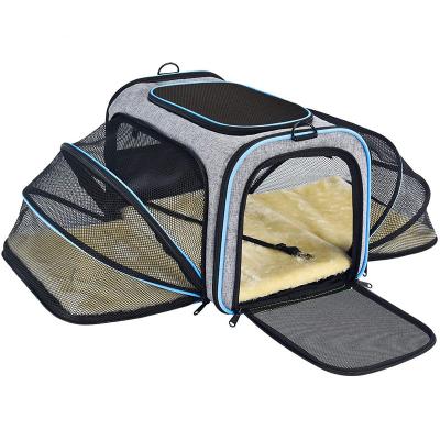 China Breathable Pet Carrier Airline Approved , Expandable Foldable Soft-sided Dog Carrier for sale