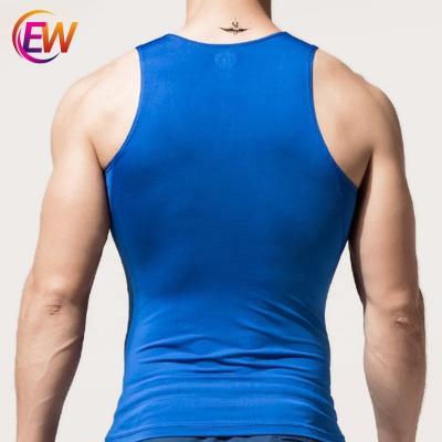 China Wholesale Viable Mens Gym Smooth V-Neck Ribbed Lycra Compression Tank Top for sale