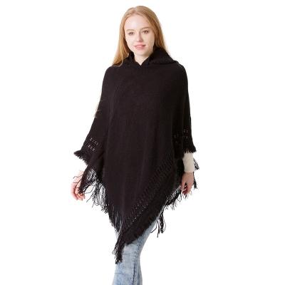 China Women's Soft Lightweight Multicolor Winter Thick Hooded Shawl And Ponchos for sale