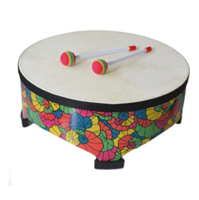 China Small Drum Children Model Earth Drum Instrument Percussion Wooden Sheepskin Drum Early Education Toy for sale