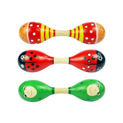 China Hot Selling Pattern Wooden Hammer Children's Baby Sand Hammer Wooden Sand Ring Malaka Music Party Gift for sale