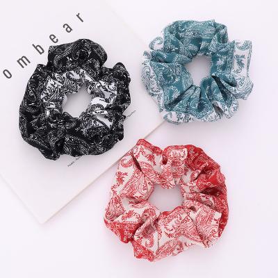 China Wholesale Decoration European And American Cotton Printed Bandana Hair Scrunchies Cloth Cashew Flower Ponytail Holders New For Women for sale