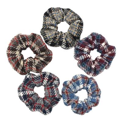 China Handmade Hair Decoration Elastic Soft Scrunchies In Hair Ponytails Plaid Printing Elastic Band Hair Ropes For Women Scrunchies Wholesale for sale