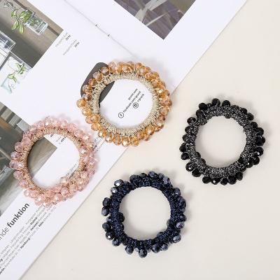 China Elastic Hair Ties Crystal Hair Accessories Crystal Bracelet Scrunchies Beaded Rope Hair Rope Vintage Sparkly Women Hair Decoration Tops for sale