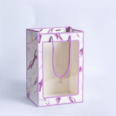 China Handmade Wholesale Custom Ins Shopping Paper Bags With Clear Window For Gift Packaging Reusable Paper Bag for sale