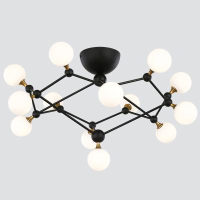 China Modern Decoration Hotel Lobby Indoor Cognac Gold Lighting Glass Dome Led Rattan Chandelier Lamp Pendant Light Fixture for sale