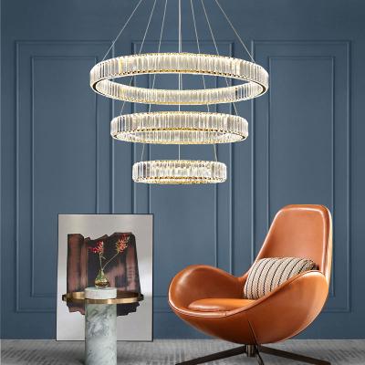 China ZUN Design New Nordic Modern Arrive Luxury Big Round Chandelier Modern Led Crystal Chandeliers Dining Ring Pendant Lights for sale