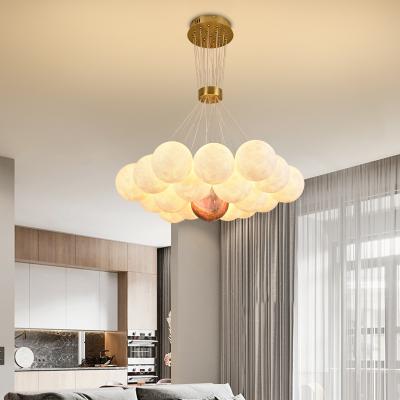 China Nordic Modern New Arrival 3D Print LED Star Light Moon Pendant Chandeliers Wrap Bubble Glass Ball Hanging Light for sale