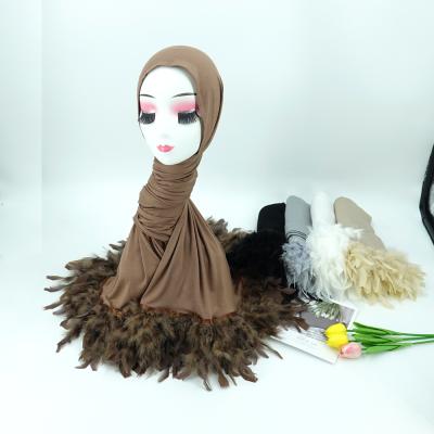 China High Quality Daily Life Women Soft Cotton Feather Plain Tank Top Muslim Hijab Shawls Wholesale for sale