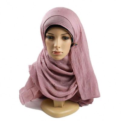 China Wholesale Fashion Soft Soft Feeling Muslim Women Plain Cotton Hijab Embossing Squishy Scarf For Ladies Dress for sale