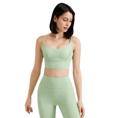 China Beautiful European and American Back Shiny Bra Sports Outdoor Workout Vest Ladies Push Wear Yoga Breathable Working Upper Underwear for sale