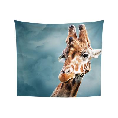 China African Classical Wall Hanging Wildlife Giraffe Grassland Fantasy Sky Nature Landscape Decor Tapestries For Bedroom Room Dorm for sale