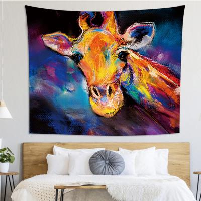 China Classic Amazon Selling Ornaments African Safari Scenic Landscape Giraffe Elephant Background Tapestry Home Decorative Wall Hanging for sale