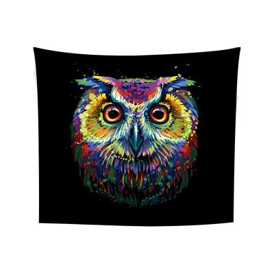 China Classic Psychedelic Animal Tapestries Owl Wall Tapestry Mandala Totem Owl Tapestry Wall Hanging Black and Gold for Living Room Dorm for sale