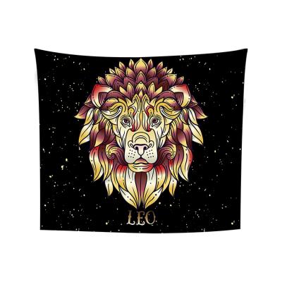 China Classic Wall Hanging Leo Universe Galaxy Tapestry Colorful Indian Hippie Constellation Tapestry Leo Tapestry Moon Lion Fantasy Wall Hanging for sale