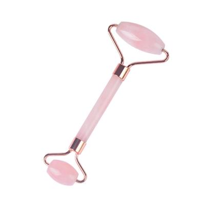 China High Quality 100% Pure Natural Anti Aging Double Face Lift Rose Face Massager Rose Quartz Jade Roller Massage Main Beauty Products for sale