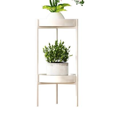 China Wholesale Nordic Golden New Living Room Decoration 2 Tiers 50cm Black Indoor Tall Round Metal Rack Stable And Durable For Flower Pots Garden for sale