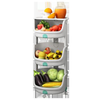 China Sustainable Multifunctional Round Food Fruit Vegetable Plastic Kitchen Bathroom Home Shelves Storage Racks Organizer With Wheels for sale