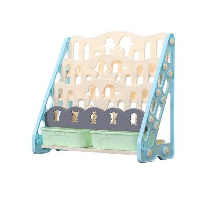 China Cute Dinosaur Kids Kit 3-4 Tier PE Plastic Storage Rack Bookshelf Bookcase Shelves Display For Toys Book Magazine for sale