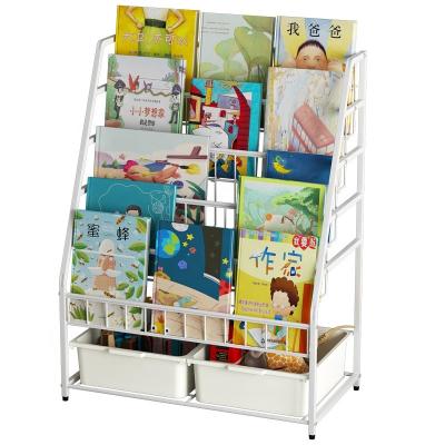 China New multi-functional brackets in living room bookstore children's bookshelf metal bookshelf kit with toy storage drawers for sale